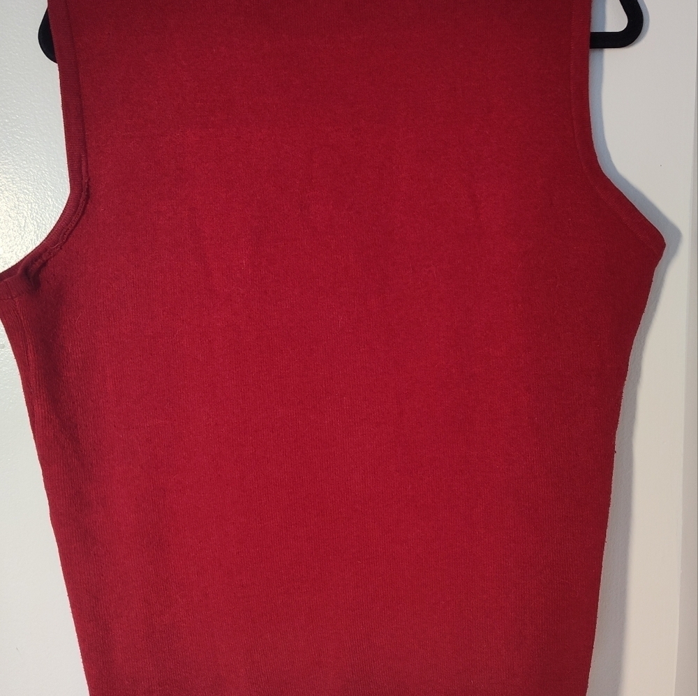 Embroidered Red Women's Sweater Vest Size XL #501 - Picture 3 of 3